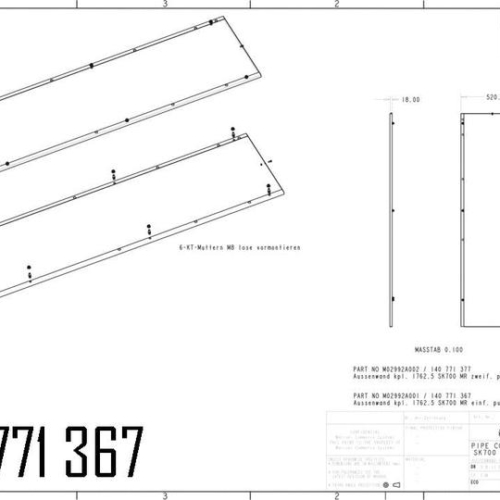 140771367 - EXTERNAL PANEL 1762,5X520X18 COMPL.. SK700 MR EINF. POWDER COATED.